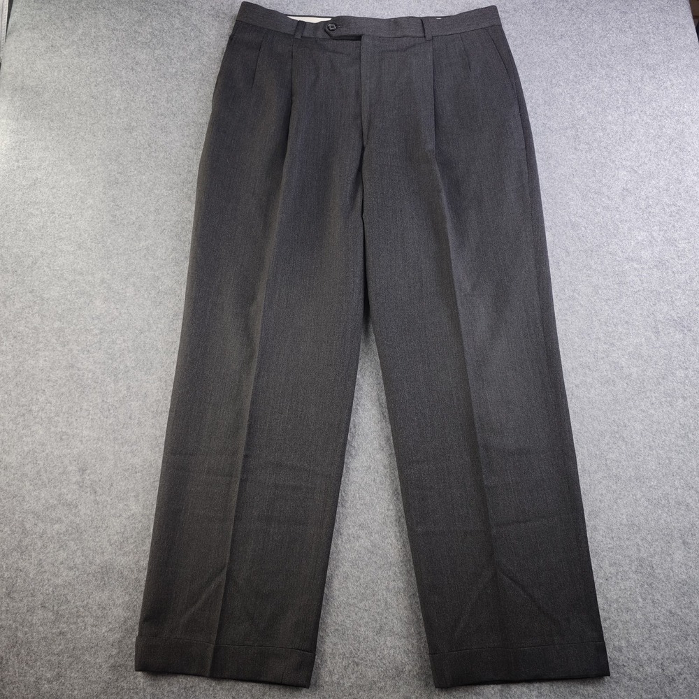 Paul Fredrick Dress Pants Mens 36x30 Gray Wool Cashmere Pleated